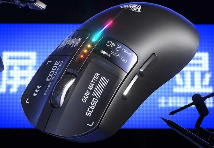 AULA SC650, az egér, ami a tetején mutatja meg, mit csinál éppen aula-sc650-tri-mode-gamer-eger-kijelzovel